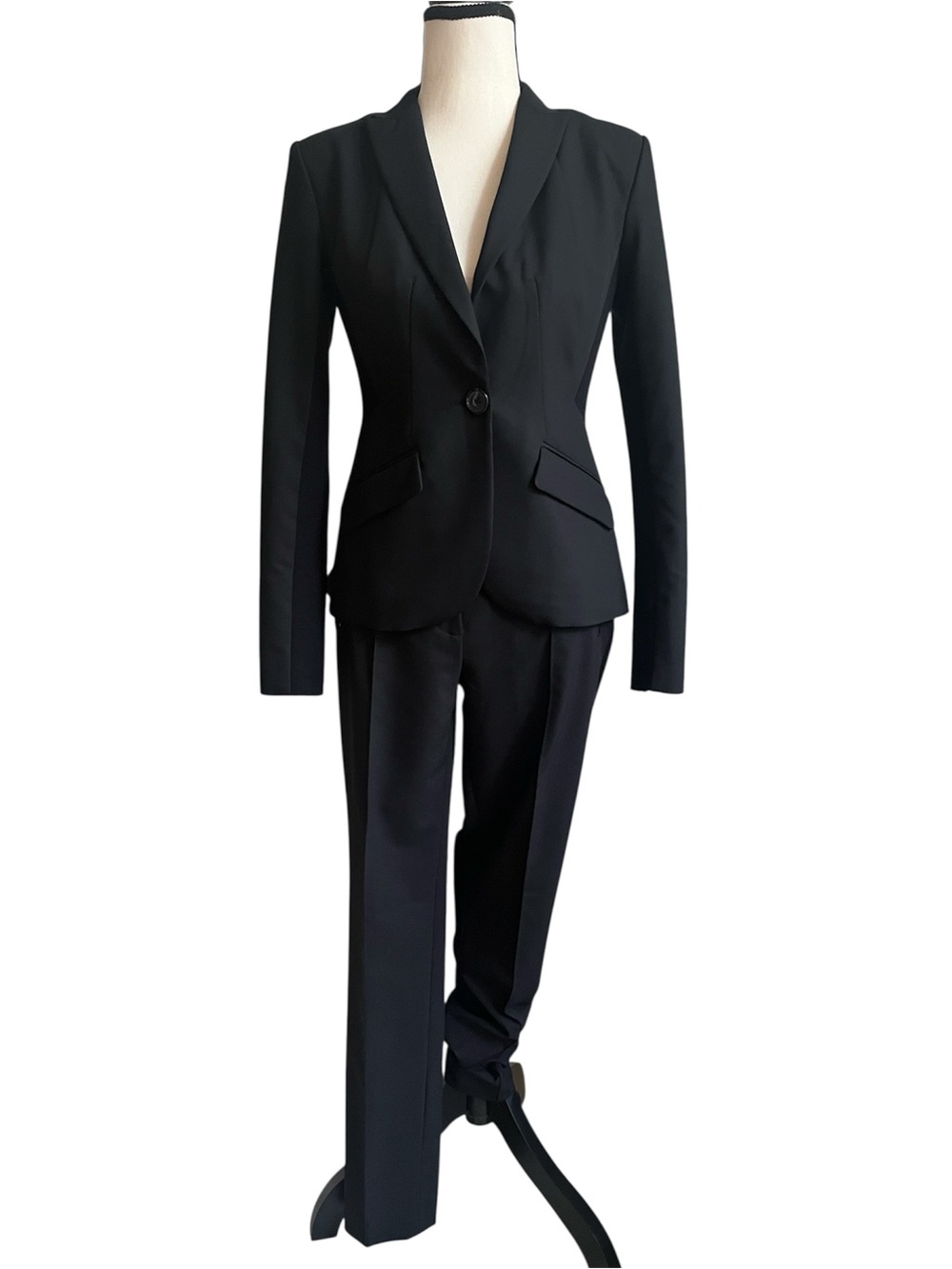 Magaschoni Collection Pantsuit Black Peplum Blazer & Pants Tailored Size 2 Small - Picture 2 of 16